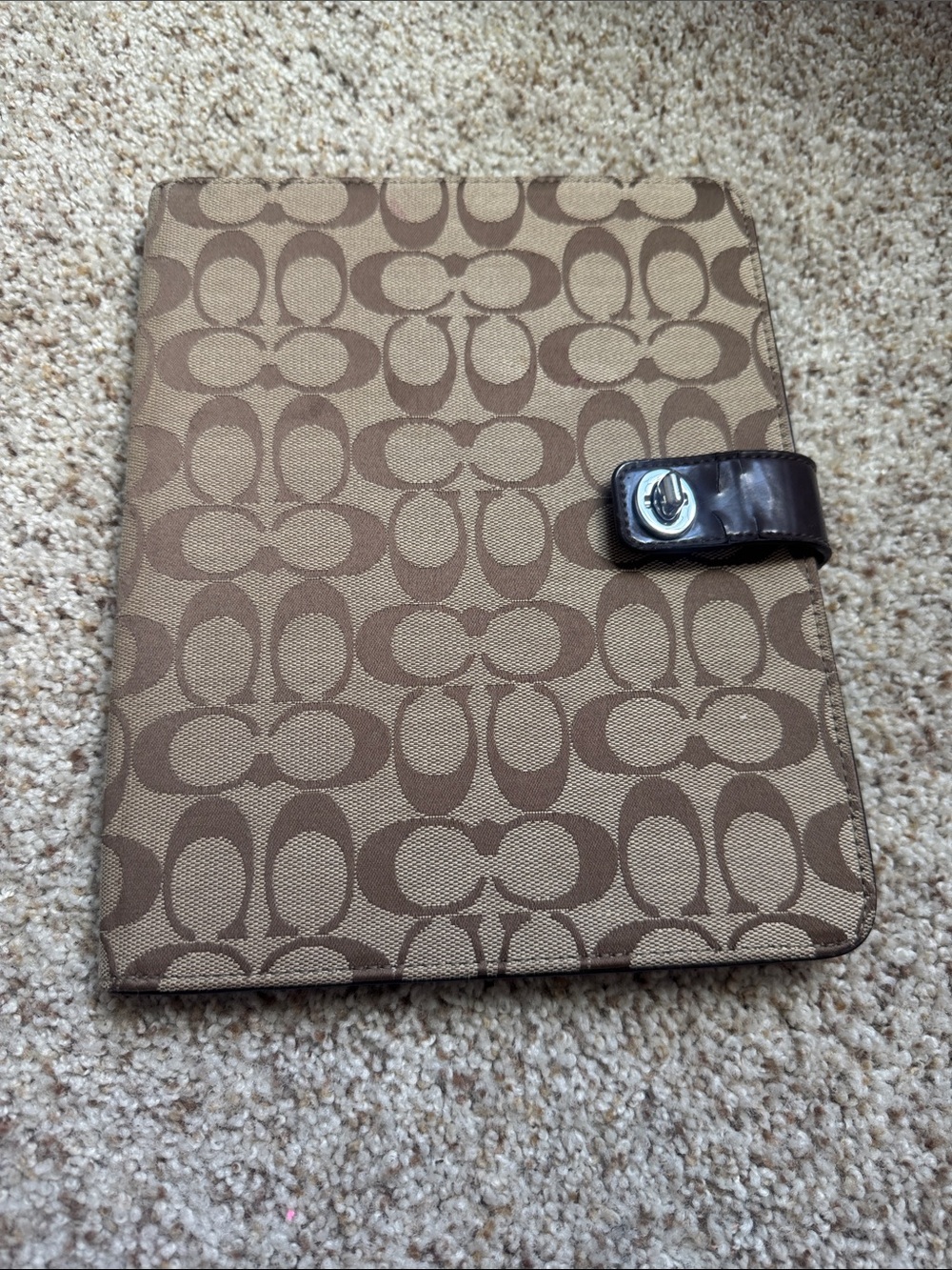 Coach Canvas Folio with Brown Signature 'C' Pattern